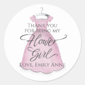 Hochzeit Vintag rosa Kleid Blumenmädchen Danke Runder Aufkleber (Vorderseite)