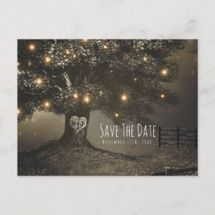 Hochzeit 'Vintage Baum und Nachtlichter' - Save th Ankündigungspostkarte