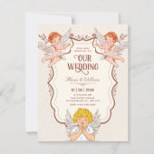 Hochzeit vintage Engel Einladung (Vorderseite)