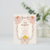 Hochzeit vintage Engel Einladung (Stehend Vorderseite)