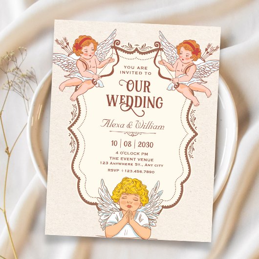 Hochzeit vintage Engel Einladung