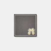 Hochzeit Vintage Modern Schwarz Gold Ananas Paar Post-it Klebezettel (Vorderseite)