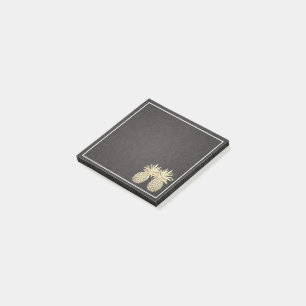 Hochzeit Vintage Modern Schwarz Gold Ananas Paar Post-it Klebezettel