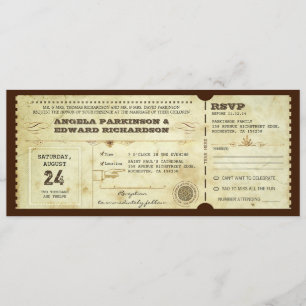 Hochzeit Vintage-Ticket-Einladung mit RSVP-Design Einladung