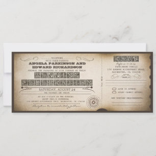 Hochzeit Vintage-Ticket-Einladung mit RSVP-Design Einladung