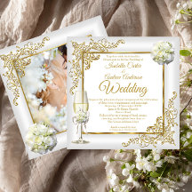Hochzeit Vintage Weiß Champagner Gold Perlen Foto