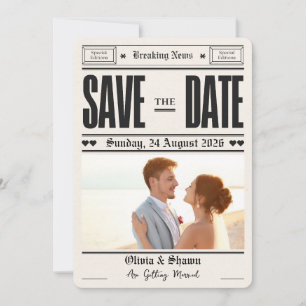 Hochzeit Vintage-Zeitung Hochzeit Termin speichern Einladung