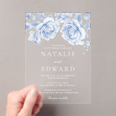 Hochzeit Vintager blauer Rose Acryleinladungen (Insitu (Handheld))