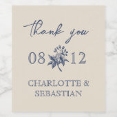 Hochzeit Vintager Blumen Weinetikett (Einzelnes Label)