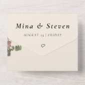 Hochzeit Vintager Blütenschmetterlinge All In One Einladung (Rückseite)