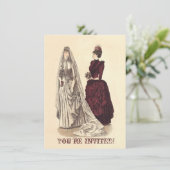 Hochzeit Vintager Brautparty-Bräute und Brautjungf Einladung (Stehend Vorderseite)