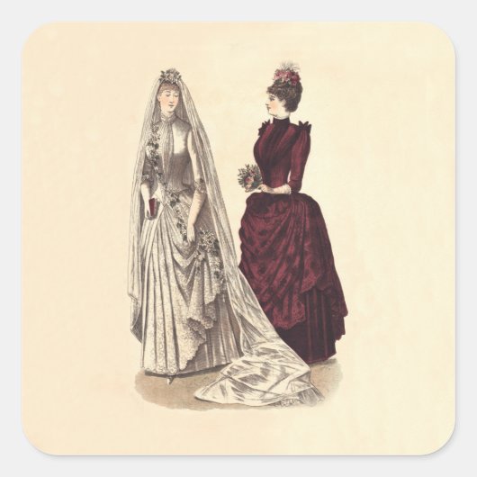 Hochzeit Vintager Brautparty-Bräute und Brautjungf Quadratischer Aufkleber (Vorderseite)
