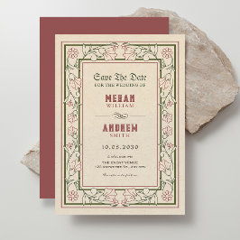Hochzeit Vintager künstlerischer Blumenarten Save The Date