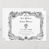 Hochzeit Vintager künstlerischer Linien Einladung (Vorne/Hinten)