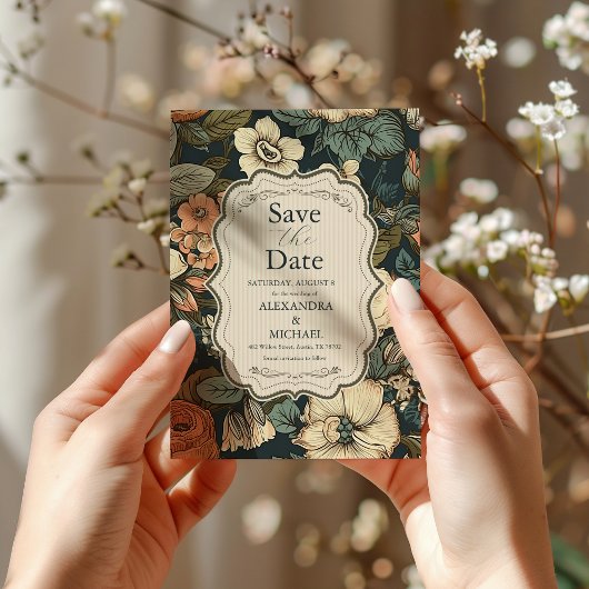 Hochzeit Vintager Navy-Fall-Blume Save The Date