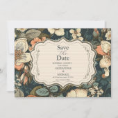 Hochzeit Vintager Navy-Fall-Blume Save The Date (Vorderseite)