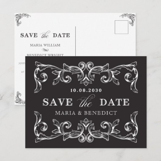 Hochzeit Vintager Ornamente Postkarte (Vorne/Hinten)