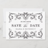 Hochzeit Vintager Ornamente Save The Date (Vorderseite)