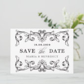 Hochzeit Vintager Ornamente Save The Date (Stehend Vorderseite)