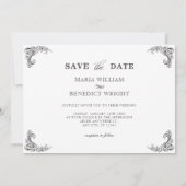 Hochzeit Vintager Ornamente Save The Date (Rückseite)