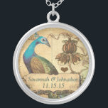 Hochzeit Vintager Pfauenjubiläumsnekklace Versilberte Kette<br><div class="desc">Sehen Sie mehr Vintage Pfauenvogelprodukte sehen Vintagere Vogelprodukte Peacock Wedding Einladungen</div>