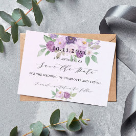 Hochzeit violetter Blume Save The Date