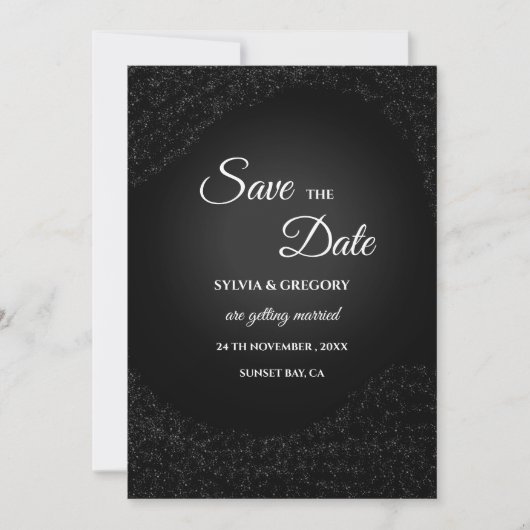 Hochzeit Vollmond Sterne Silber Platin Save The Date (Vorderseite)