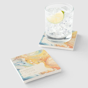 Hochzeit von abstrakten Meereswellen und Sandstein Steinuntersetzer