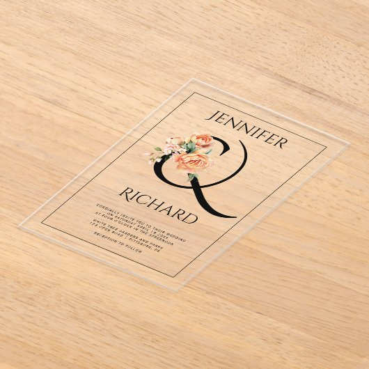 Hochzeit von Ampersand und Pfirsichbäumen Acryleinladungen (Ablage )