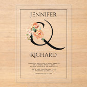 Hochzeit von Ampersand und Pfirsichbäumen Acryleinladungen (Vorderseite)