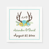 Hochzeit von Antlern und Blume Serviette (Vorderseite)