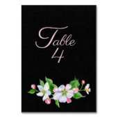 Hochzeit von Apple Blossom auf Schwarz Tischnummer (Rückseite)