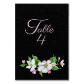 Hochzeit von Apple Blossom auf Schwarz Tischnummer (Vorderseite)