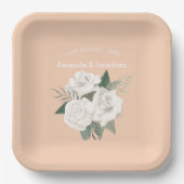 Hochzeit von Apricot und White Roses Pappteller (Vorderseite)