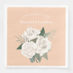 Hochzeit von Apricot und White Roses Serviette