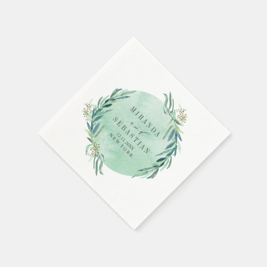 Hochzeit von Aqua-Monogramm Serviette (Ecke)