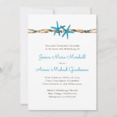 Hochzeit von Aqua Starfish und Nautical Rope 2 Einladung (Vorderseite)