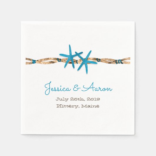 Hochzeit von Aqua Starfish und Nautical Rope Serviette (Vorderseite)