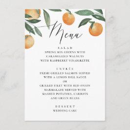 Hochzeit von Aquakulturzitrus. Sommergarten Menükarte