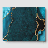 Hochzeit von aquamarinem Blau und Gold Agate Gästebuch (Rückseite)