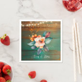 Hochzeit von aquamarinen und kopferfarbenen Holzbl Serviette (Beispiel)