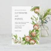 Hochzeit von Aquarelläpfeln Einladung (Stehend Vorderseite)