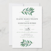 Hochzeit von Aquarellblättern Einladung (Vorderseite)