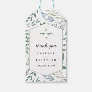 Hochzeit von Aquarellblättern Geschenkanhänger