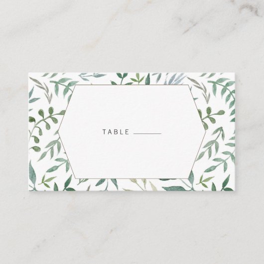 Hochzeit von Aquarellblättern Platzkarte (Vorderseite)