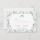 Hochzeit von Aquarellblättern RSVP Karte (Vorderseite)