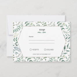 Hochzeit von Aquarellblättern RSVP Karte