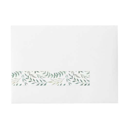 Hochzeit von Aquarellblättern Rundum-Adressaufkleber (Vorderseite)