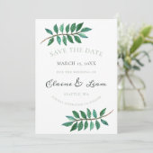 Hochzeit von Aquarellblättern Save The Date (Stehend Vorderseite)