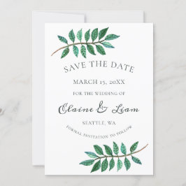 Hochzeit von Aquarellblättern Save The Date